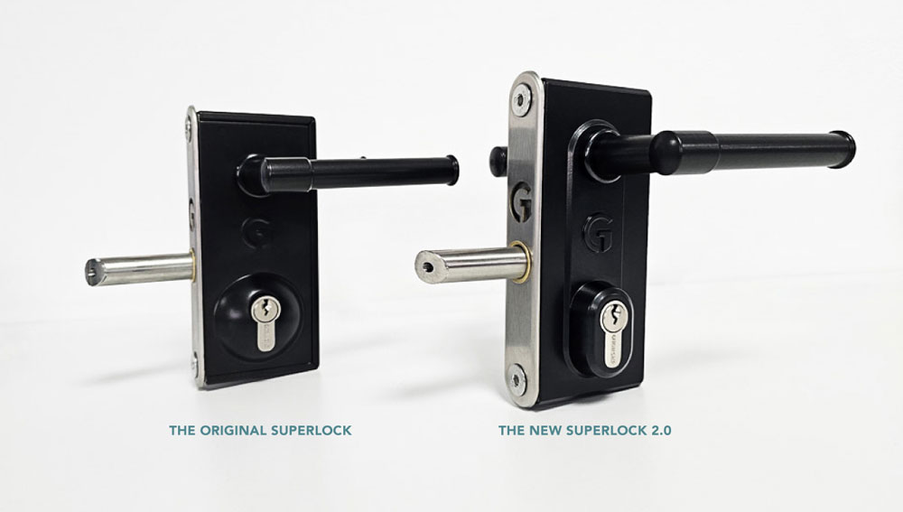 The original superlock bld next to the new superlock bld 2.0 gate lock